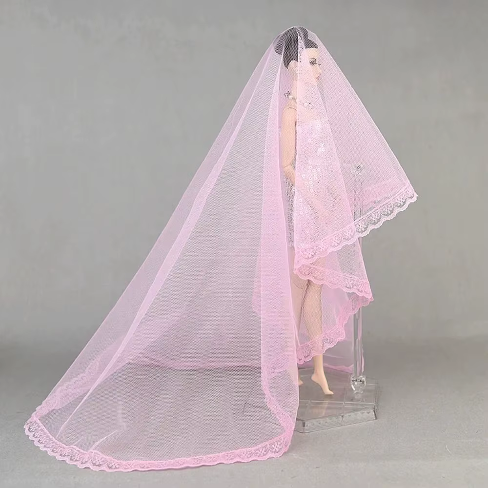 Accessoires de poupées, couvre-chef, voile de mariée blanc, voile en dentelle, coiffure longue, voile de mariage, jouets DIY