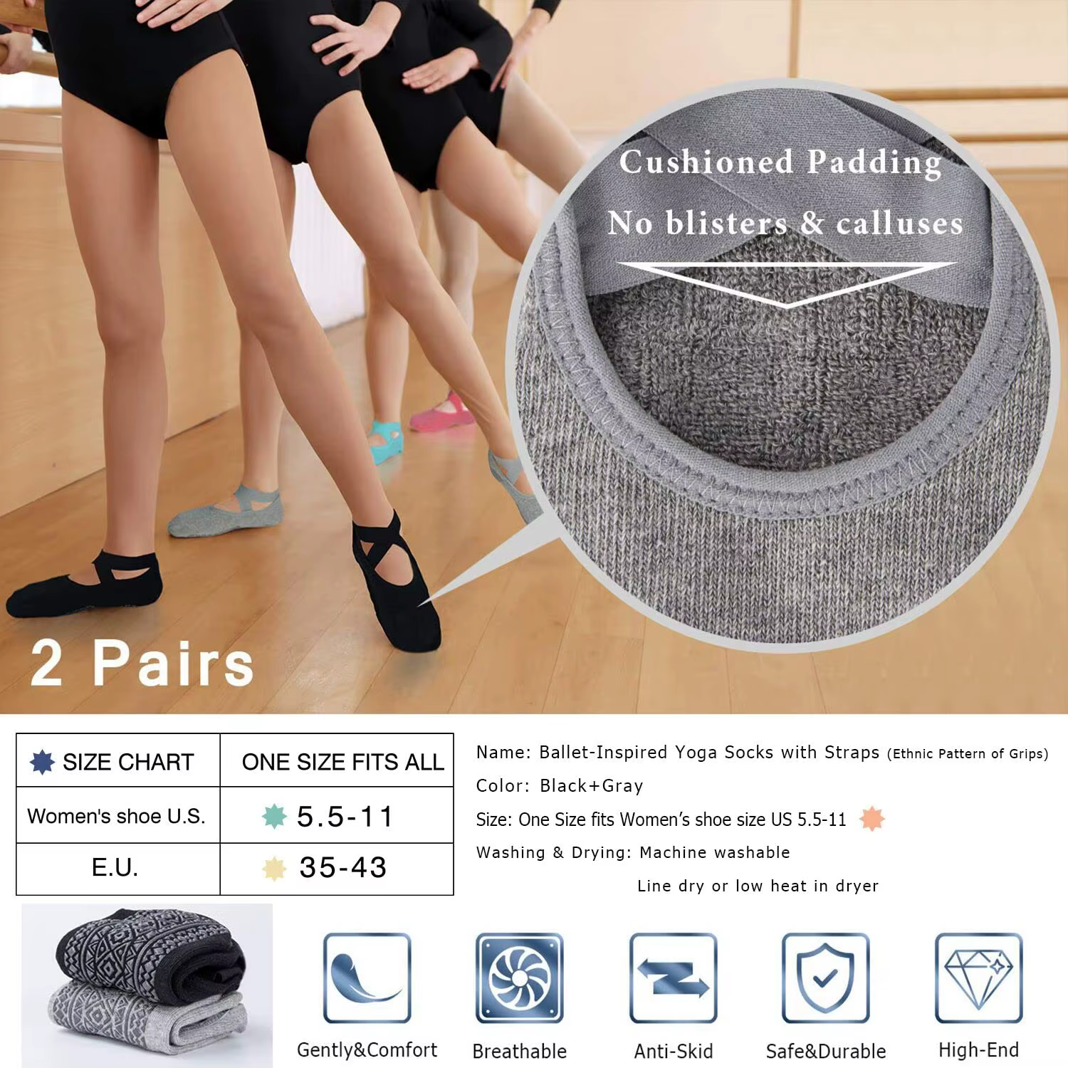 Chaussettes antidérapantes pour femmes