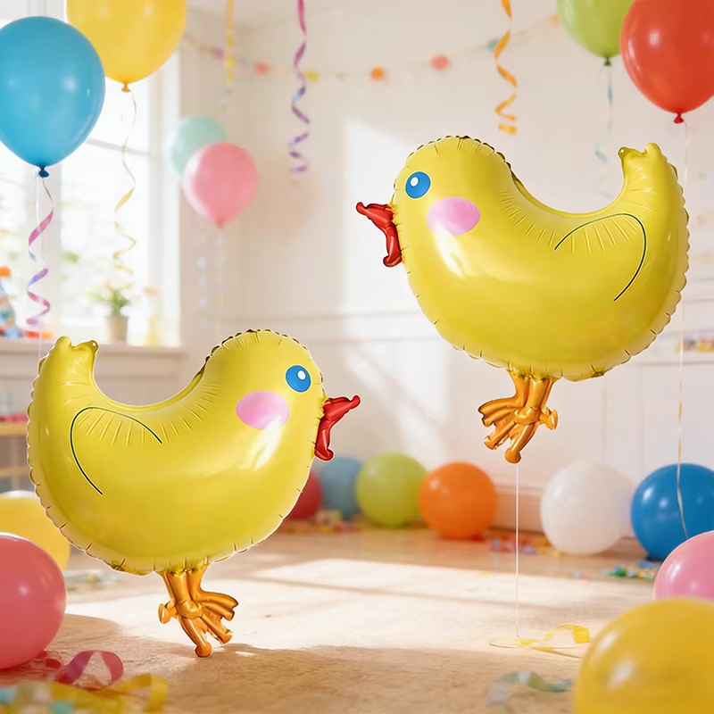 4 petits ballons en forme de poulet jaune, ballons de fête, ballons d'anniversaire, décorations de fête, adaptés aux fêtes d'anniversaire, cadeaux d'anniversaire, fêtes sur le thème du jardin, anniver