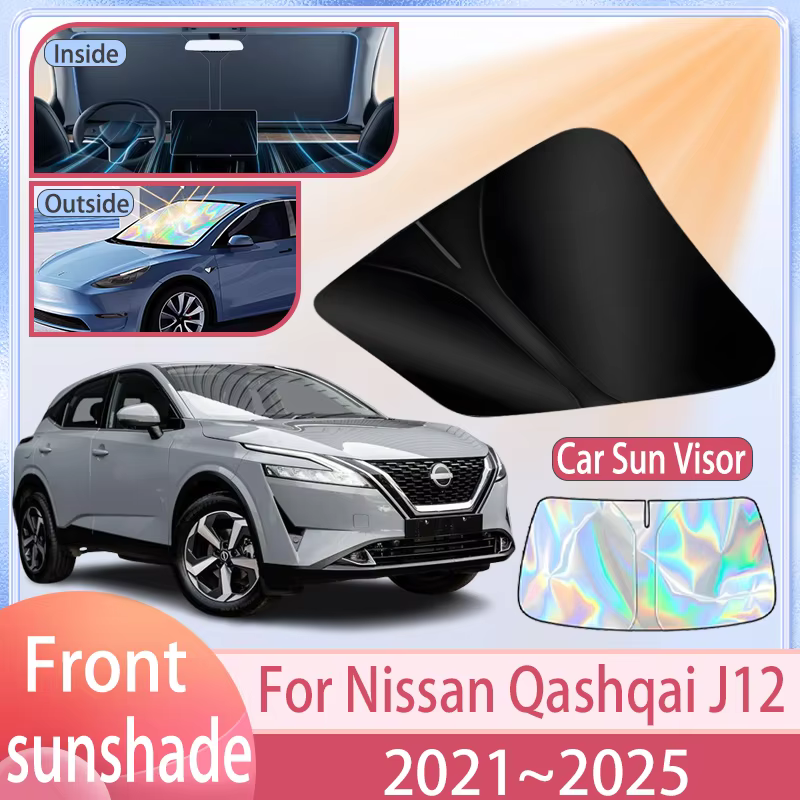 Pare-soleil de voiture pour Nissan Qashqai J12 2021 2022 2023 2024 2025, couverture de pare-brise avant, accessoires de Protection anti-uv