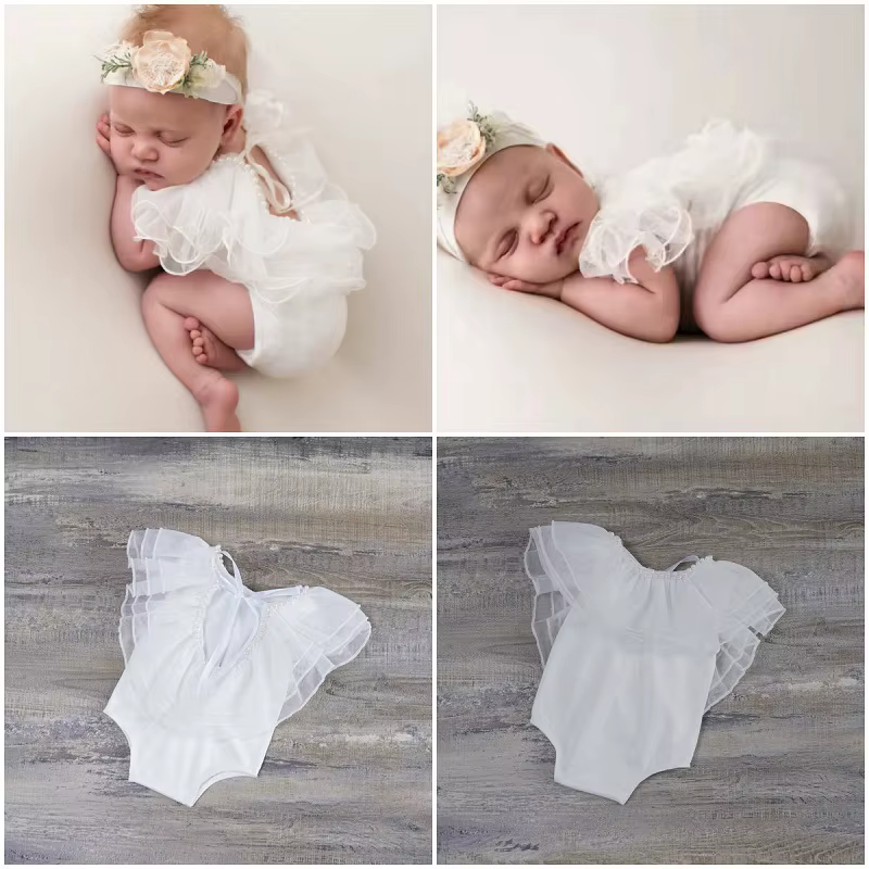 Accessoires pour bébé fille, Costume de photographie, ensemble bandeau pour nouveau-né garçon, barboteuse en dentelle, vêtements féminins, Costume Photo, tenue Ropa Bebes