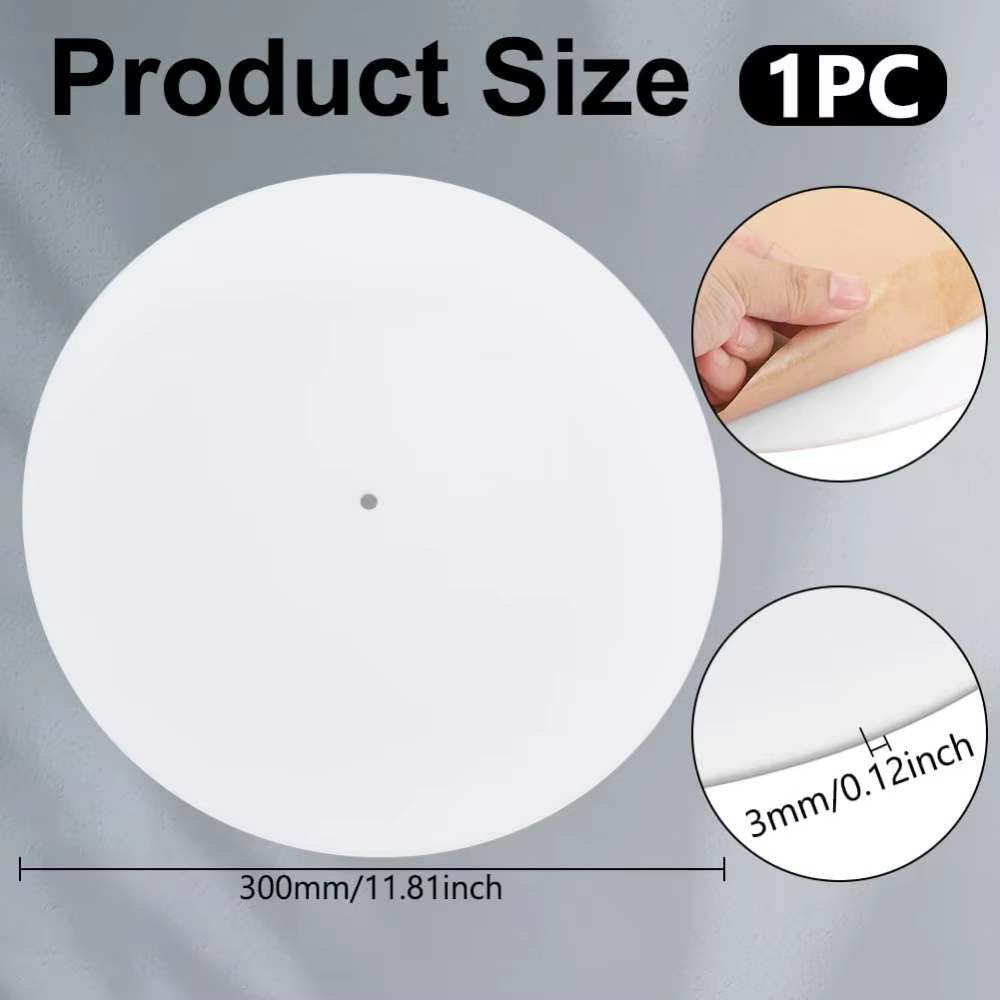 Tapis de plateau tournant en acrylique pour lecteur de vinyle, tapis de plateau blanc pour disques vinyles, 30cm