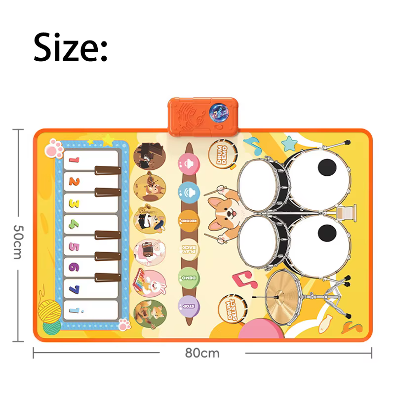 Tapis musical pour bébé, piano, batterie, instruments éducatifs, clavier musical, tapis de jeu, jouets d'apprentissage pour garçon, fille, tout-petit, cadeau