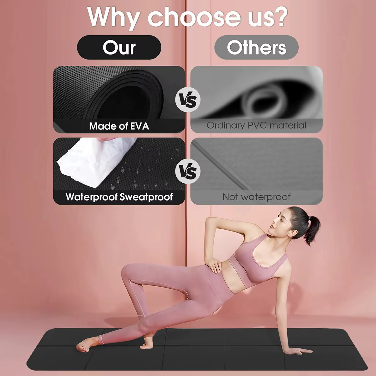 Tapis de yoga en mousse EVA confortable de 3 mm d'épaisseur