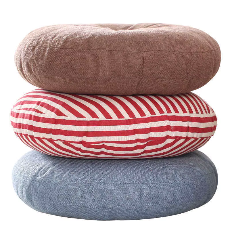 Grand coussin de méditation Zafu en lin pour fenêtre en baie