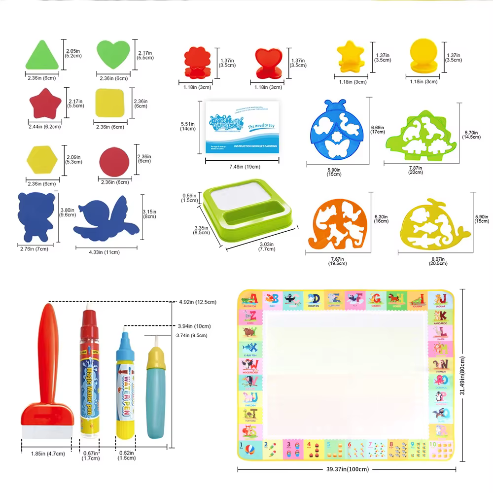 Tapis de dessin à l'eau magique 100x80CM, avec stylos magiques réutilisables, planche de peinture pour gribouillage, jouets éducatifs Montessori, cadeaux pour enfants