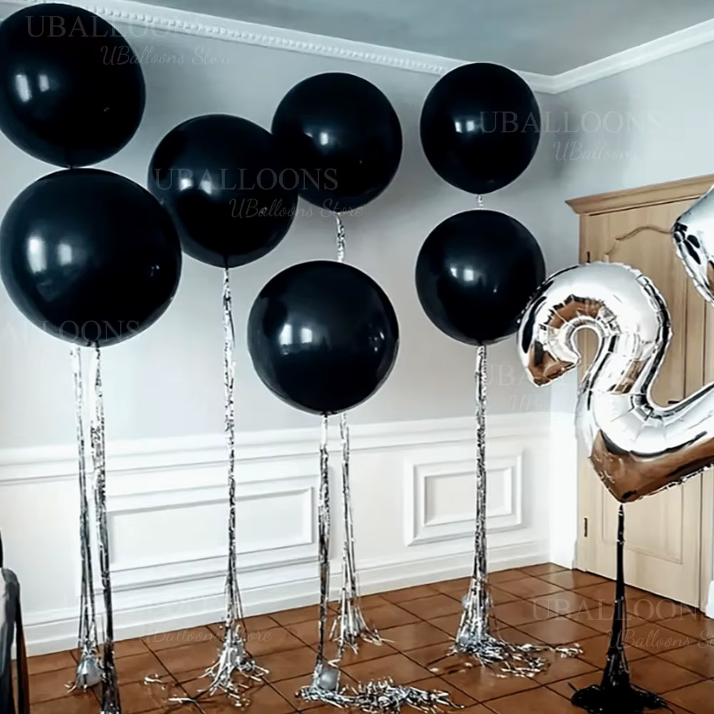 Grands ballons en aluminium noir 4D 10 22 32 50 70 pouces, ballons ronds noirs 4D pour anniversaire, mariage, décor de fête du nouvel an