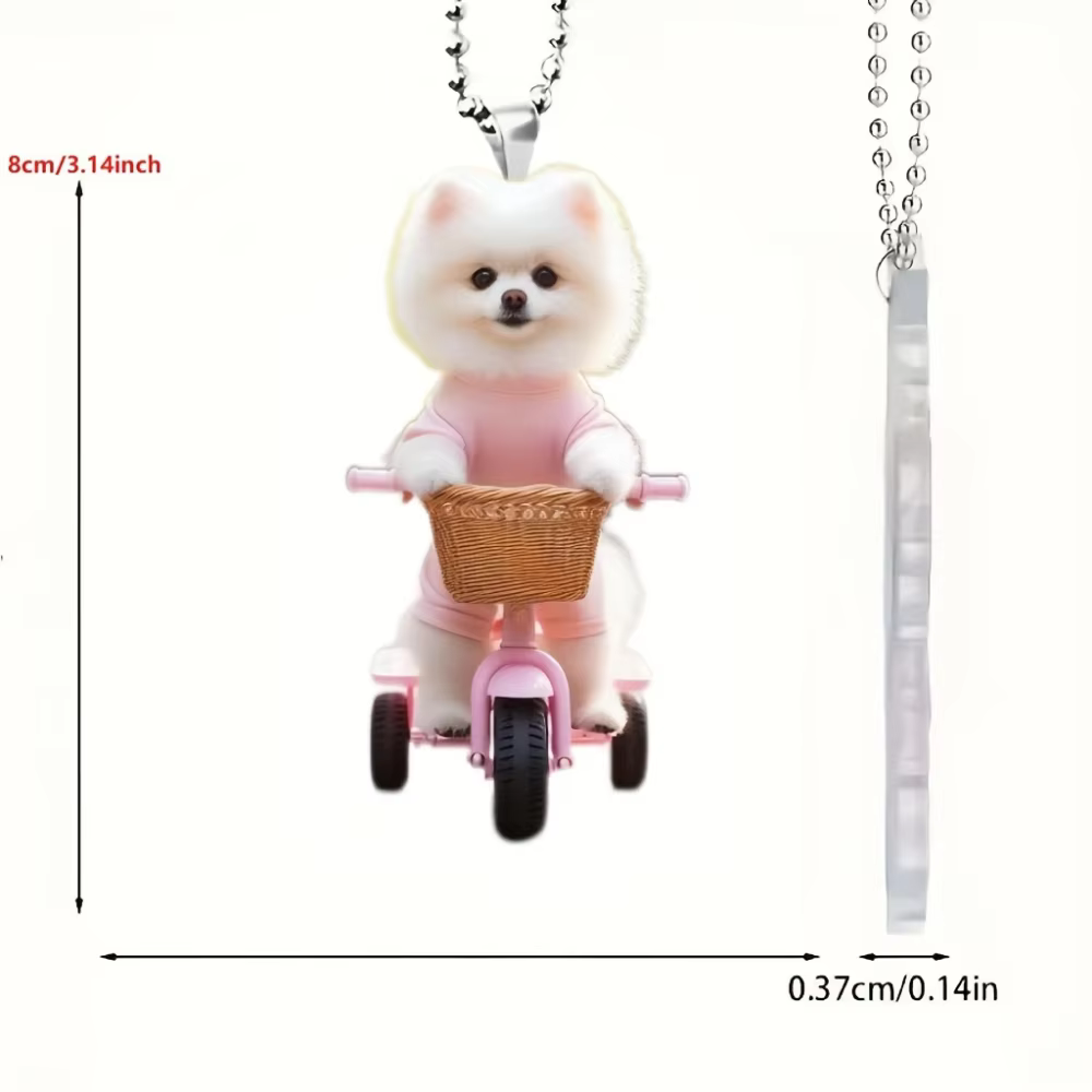Pendentif en acrylique pour chiot mignon, breloque polyvalente, chien blanc, porte-clés de vélo pour miroir de voiture, sacs à dos, maison, fête Festive, cadeau, décoration