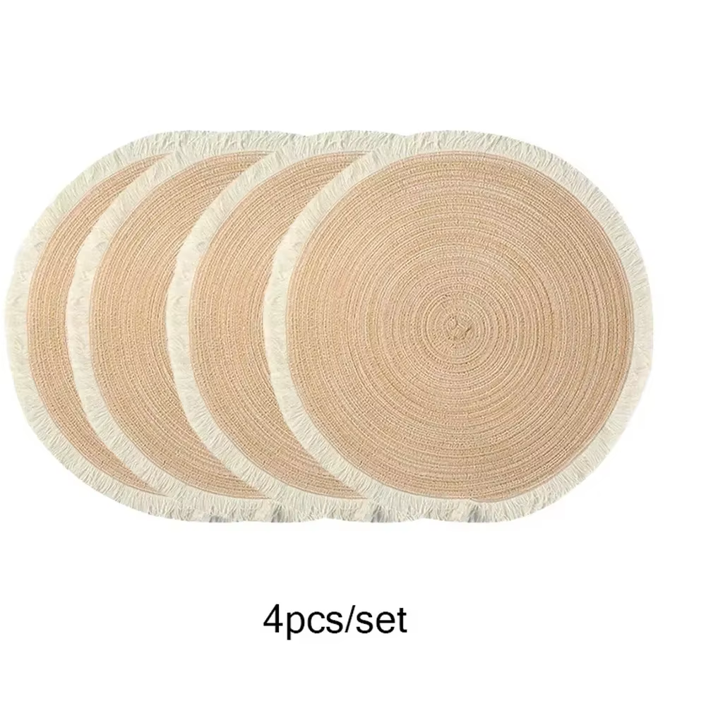 Ensemble de 4 pièces de napperon de 38cm, tapis de protection de table antidérapant, respectueux de l'environnement, rond, Anti-brûlure