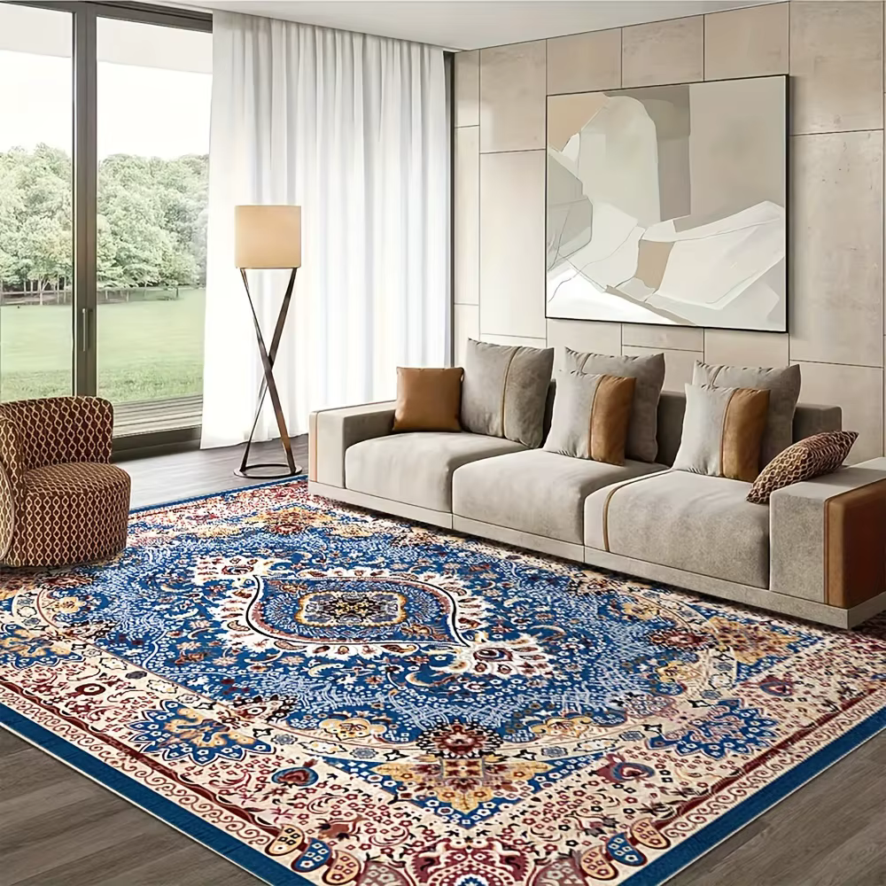 Tapis rectangulaire de style scandinave contemporain, lavable et durable, idéal pour les entrées et couloirs à fort trafic