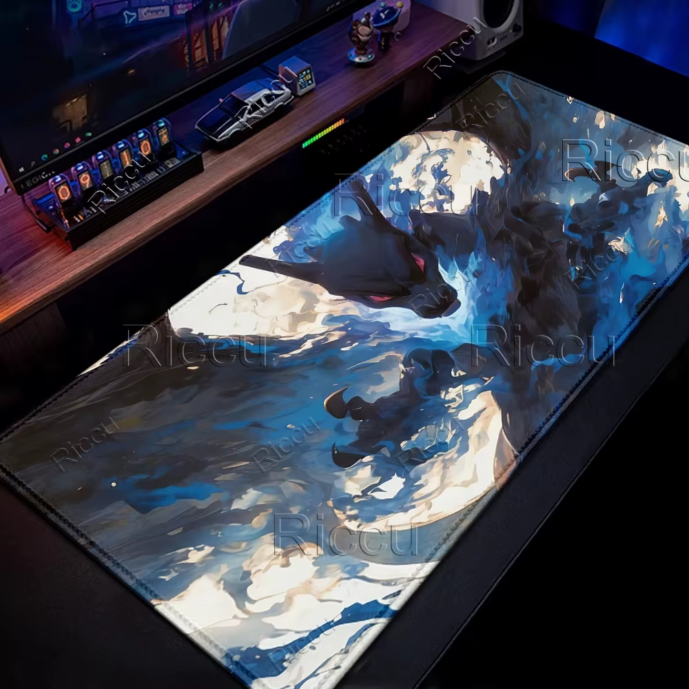 Tapis de souris de jeu Pokemon, grand tapis de clavier, accessoires de jeu XXL, tapis de souris pour gamer, Charizard, Eevee, Gengar, Lucario, tapis de souris PC Anime