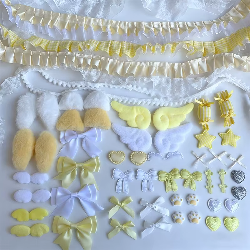 Kit d'accessoires pour cheveux DIY Princesse Rose, 67 pièces, incluant des rubans en dentelle, des nœuds, des mini-éventails et des pinces, ensemble de loisirs créatifs tout-en-un pour filles