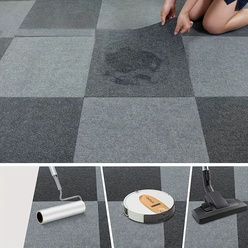 Tapis auto-adhésif amovible carré 30x30cm, tapis adhésif à décoller, adapté à la décoration de la maison, aux couloirs et aux carreaux de sol intérieurs