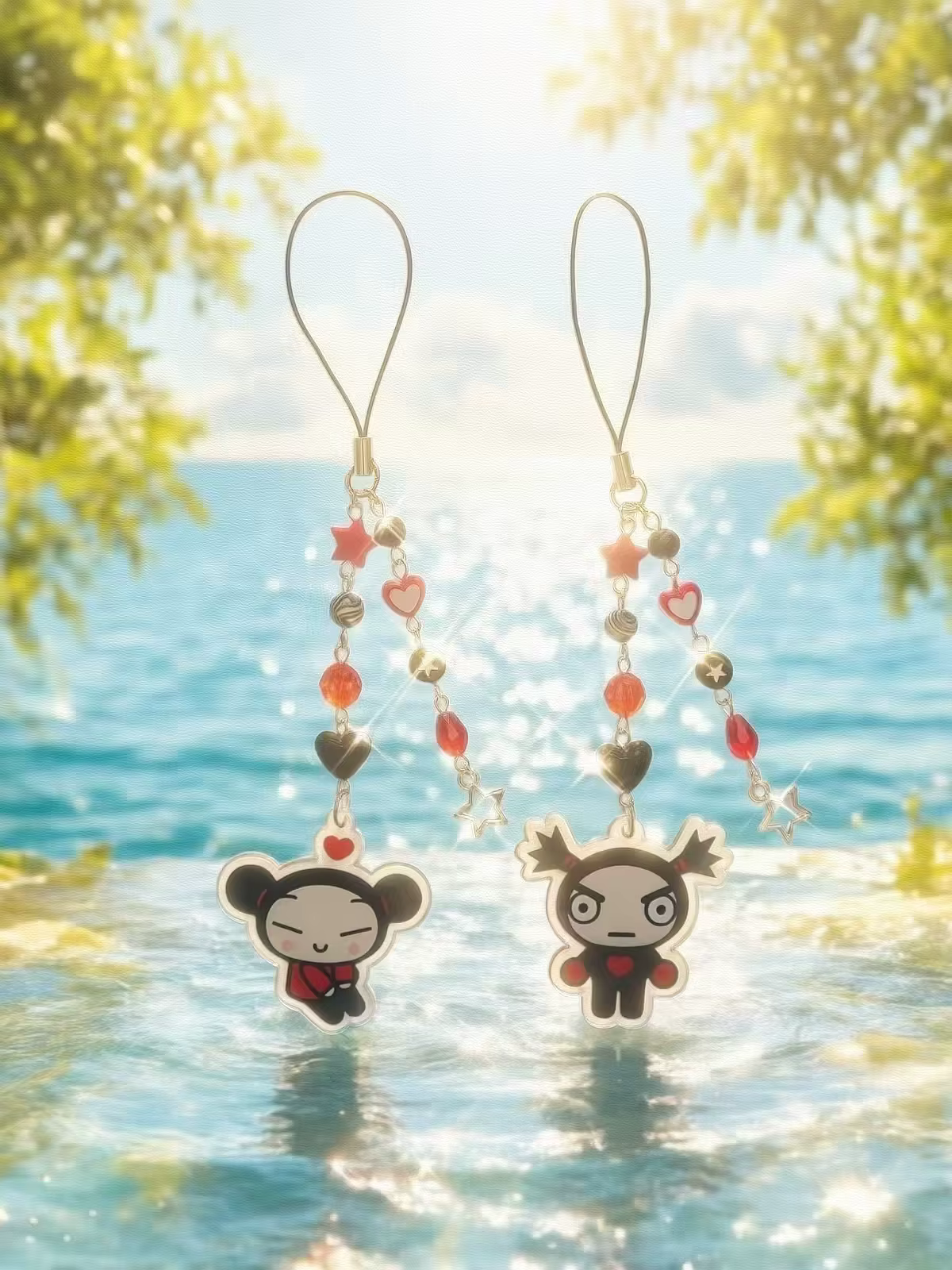 Ensemble de porte-clés Pucca Garu assortis : Ensemble d'accessoires pour couple amoureux Y2K