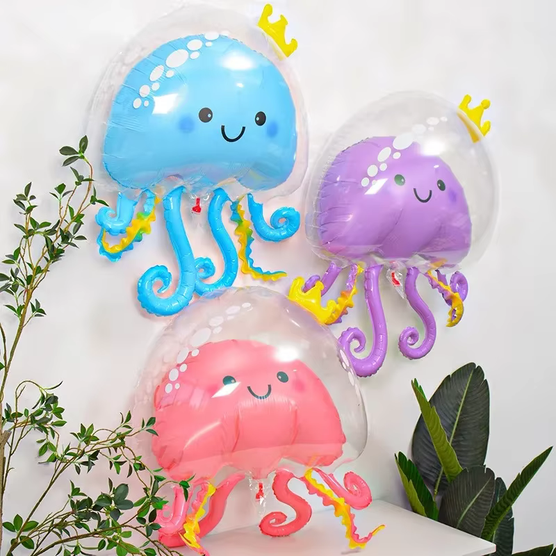 Ballon Méduse de dessin animé, créatures sous-marines, ballon d'anniversaire pour enfants, ballon d'anniversaire sirène fille garçon, ballon méduse pour baby shower