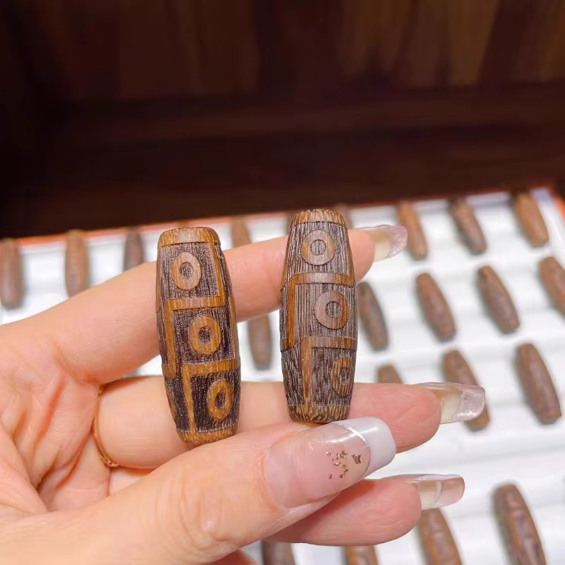 Agarwood – perles dzi à neuf yeux, accessoires de mode Wenwan DIY