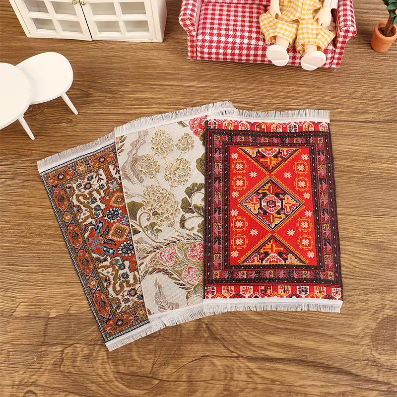 Tapis de sol en polymère pour chambre à coucher, couverture de sol carrée l'inventaire, décor de salon, accessoires de maison de beurre de jouet, modèle de maison de courses, 1:12