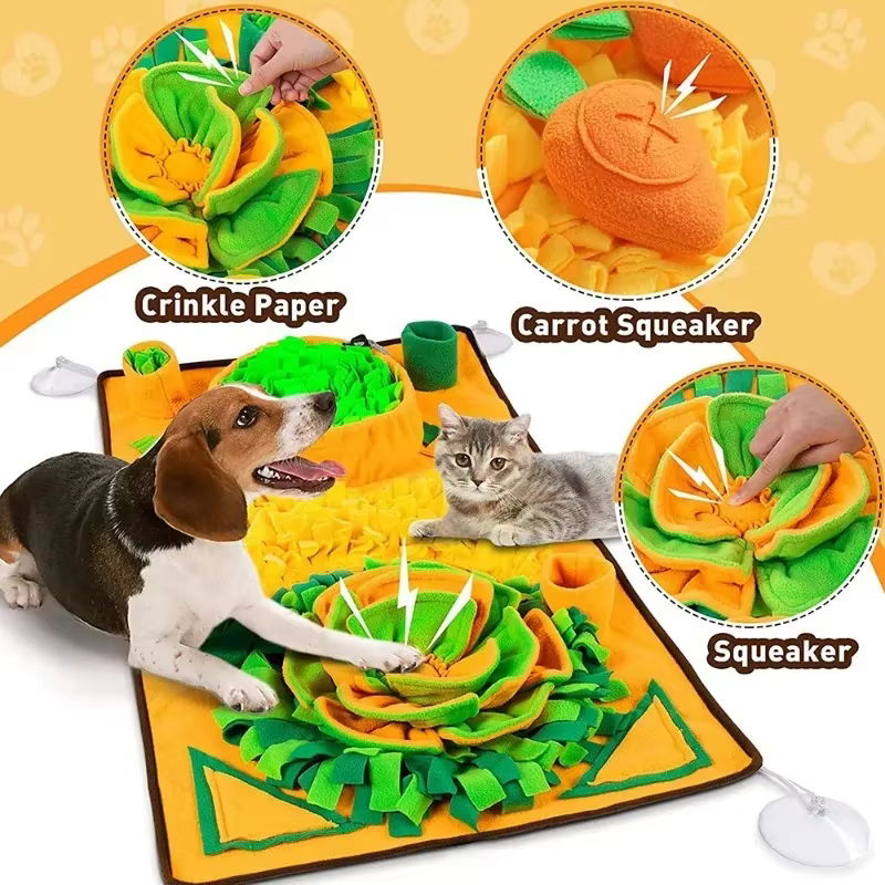 Grand tapis de reniflement pour chiens, pour l'entraînement interactif et le soulagement du stress, tapis d'alimentation lente pour chiens