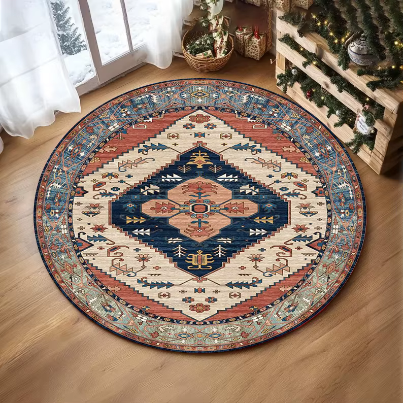 Tapis rond imprimé persan tendance, pour salon, canapé, décoration de maison, chambre à coucher, doux, salon, table basse, tapis de Yoga, tapis de chaise
