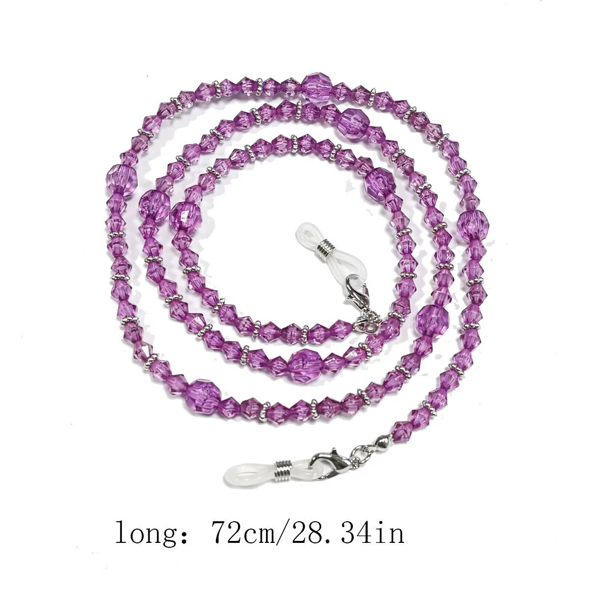 Chaîne de lunettes élégante violette pour femmes, multifonctionnelle, avec accessoires, cordon antidérapant