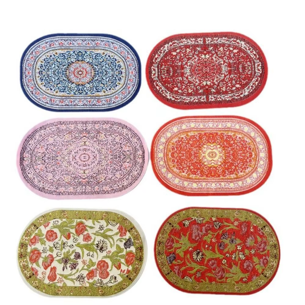 Tapis de maison de course multicolore, accessoires de beurre de jouet, nar, rond, tissage l'inventaire, maison de jeu, style turc, polymères de revêtement de sol