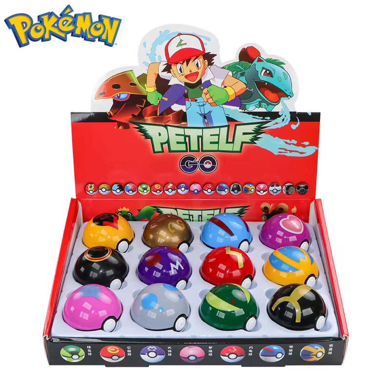 Pokemon Poke Ball Figure Jouets, Anime Pikachu, Pocket Monster, Pet Elf PVC Figurine, Action Collection Model Dolls Gifts, 12Pcs Set