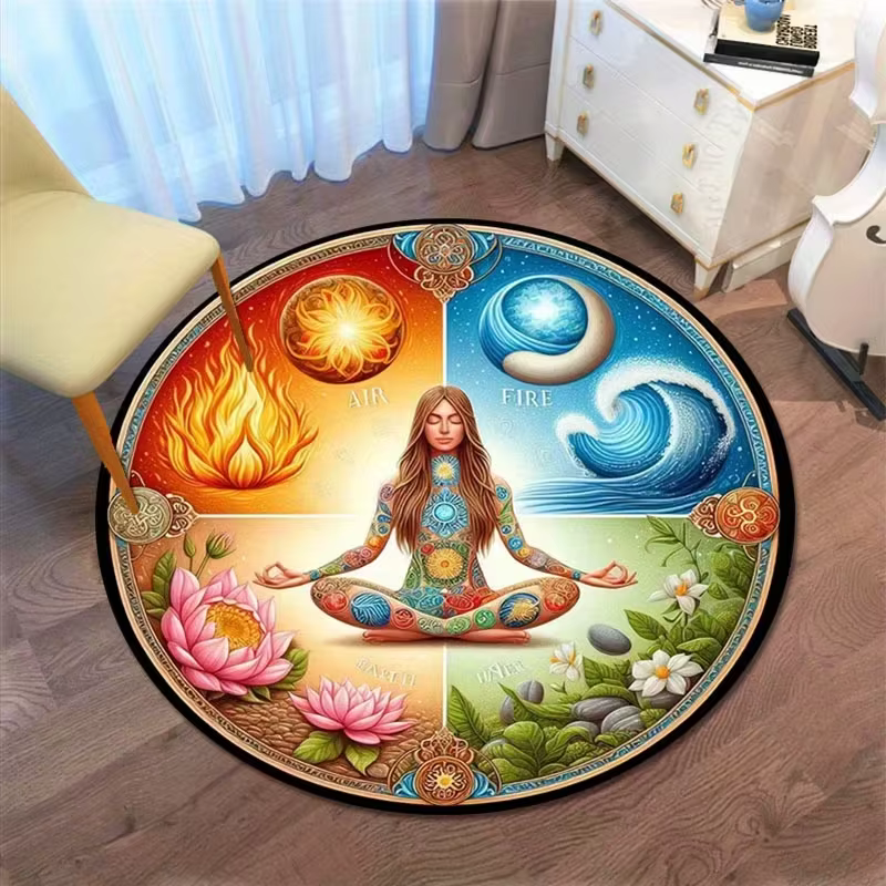 Tapis de sol rond pour la méditation des chakras