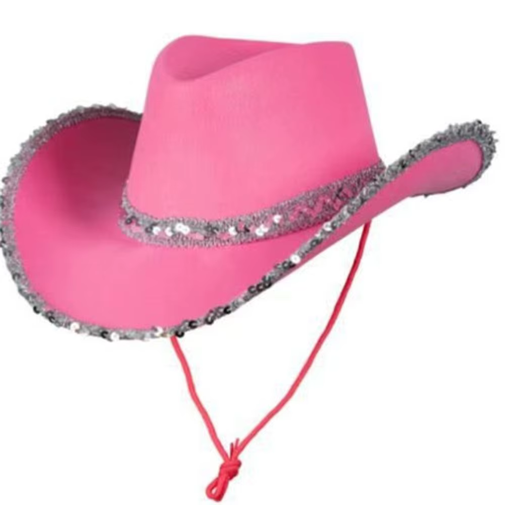 Chapeau de Cowgirl à Paillettes pour Femme, Accessoire de Mode pour Cosplay, Fête Costumée, Enterrement de Vie de Jeune Fille