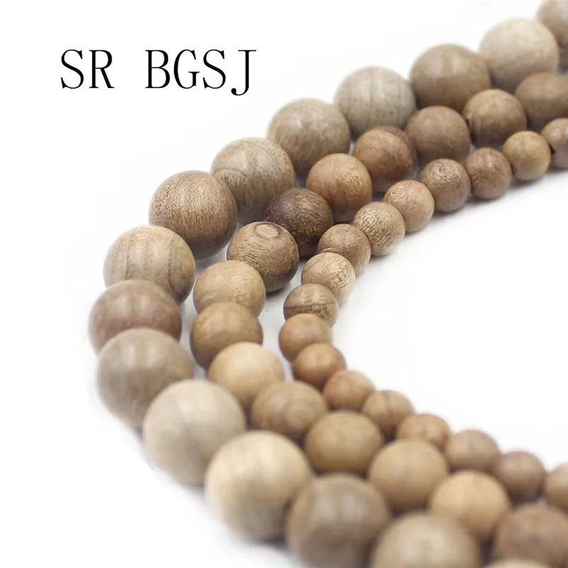 Perles de méditation mala rondes en bois naturel