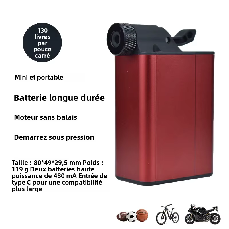 Pompe à vélo électrique 130PSI Mini gonfleur d'air pompe à bille de vélo Presta Schrader Dunlop & Clik boule de Valve vtt pompe de cyclisme sur route