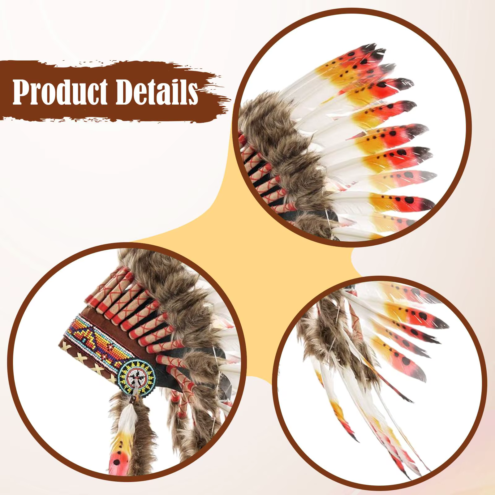 Coiffe de chef indienne en plumes, accessoire de tête artificiel pour carnaval, masque, accessoire de cheveux, accessoires de spectacle pour fête dansante