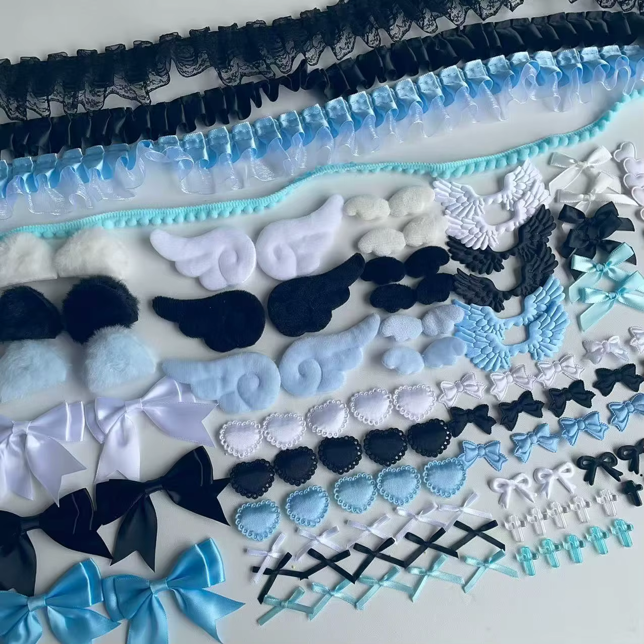 Ensemble d'accessoires de la série de couleurs noires 118, ensemble de matériel en dentelle rose, accessoires de bricolage faits à la main, paquet de matériaux anti-douleur