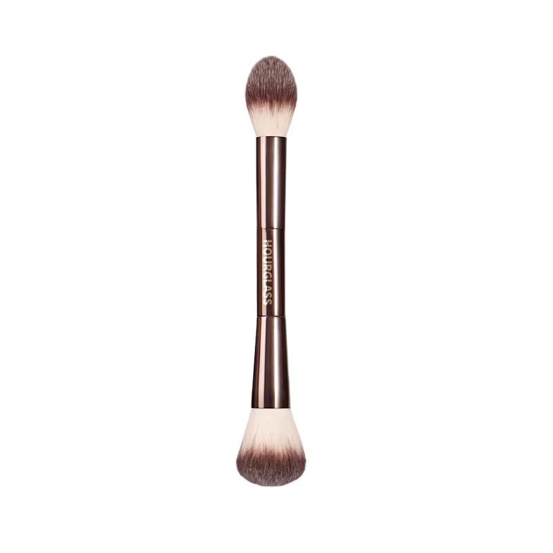 Pinceau de maquillage, pinceau à poudre, pinceau à blush, pinceau à poudre libre, manche métallique professionnel exquis, design à double tête, avec boîte