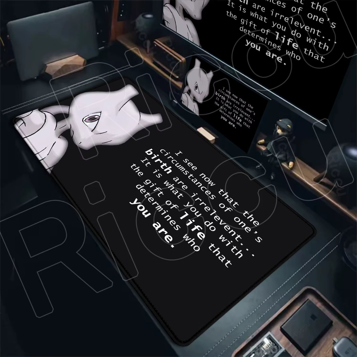 Tapis de souris P-pokemon Mewtwo, accessoires de jeu de dessin animé, PC Gamer, 900x400mm, tapis de bureau pour ordinateur, clavier d'ordinateur portable, tapis de souris