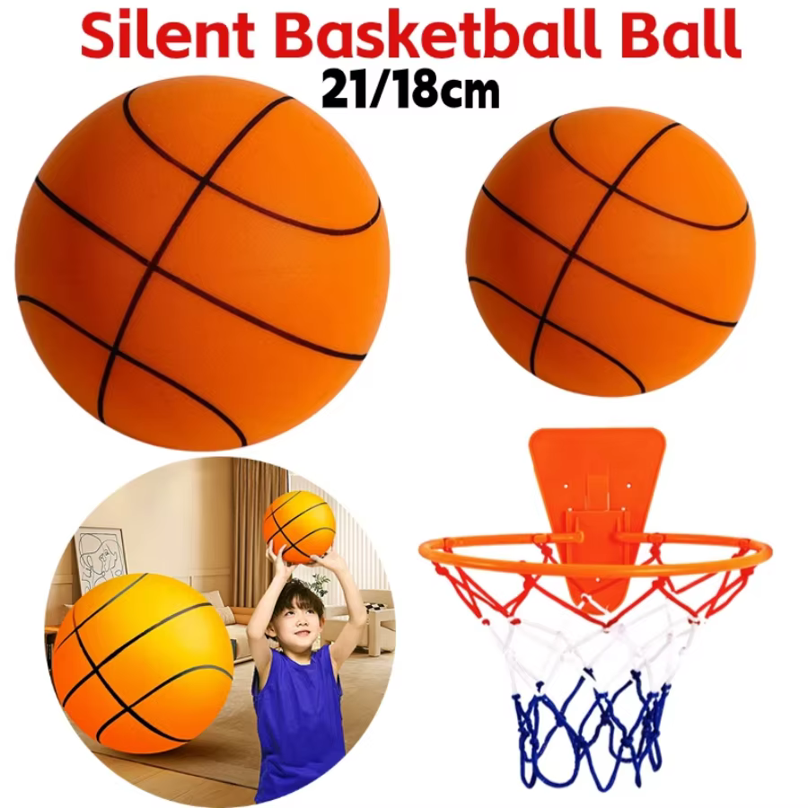 Ballon de basket-ball silencieux d'intérieur pour enfants 21/18cm, mousse haute résilience, petit panier de basket-ball léger, jouet de sport