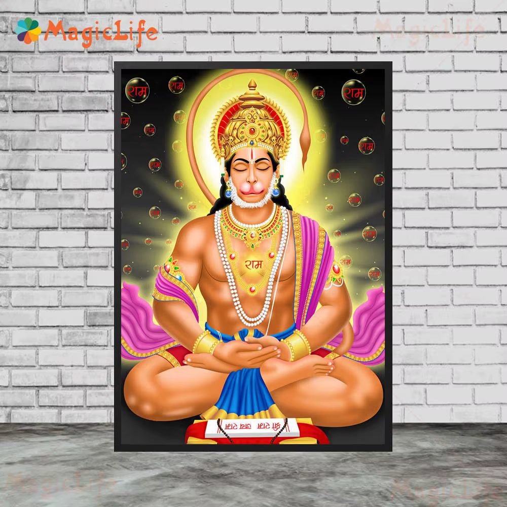 Affiches de dessin animé de méditation Hanuman