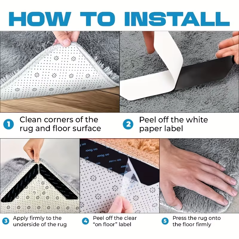 18 inserts de tapis, autocollants antidérapants pour fixation de tapis