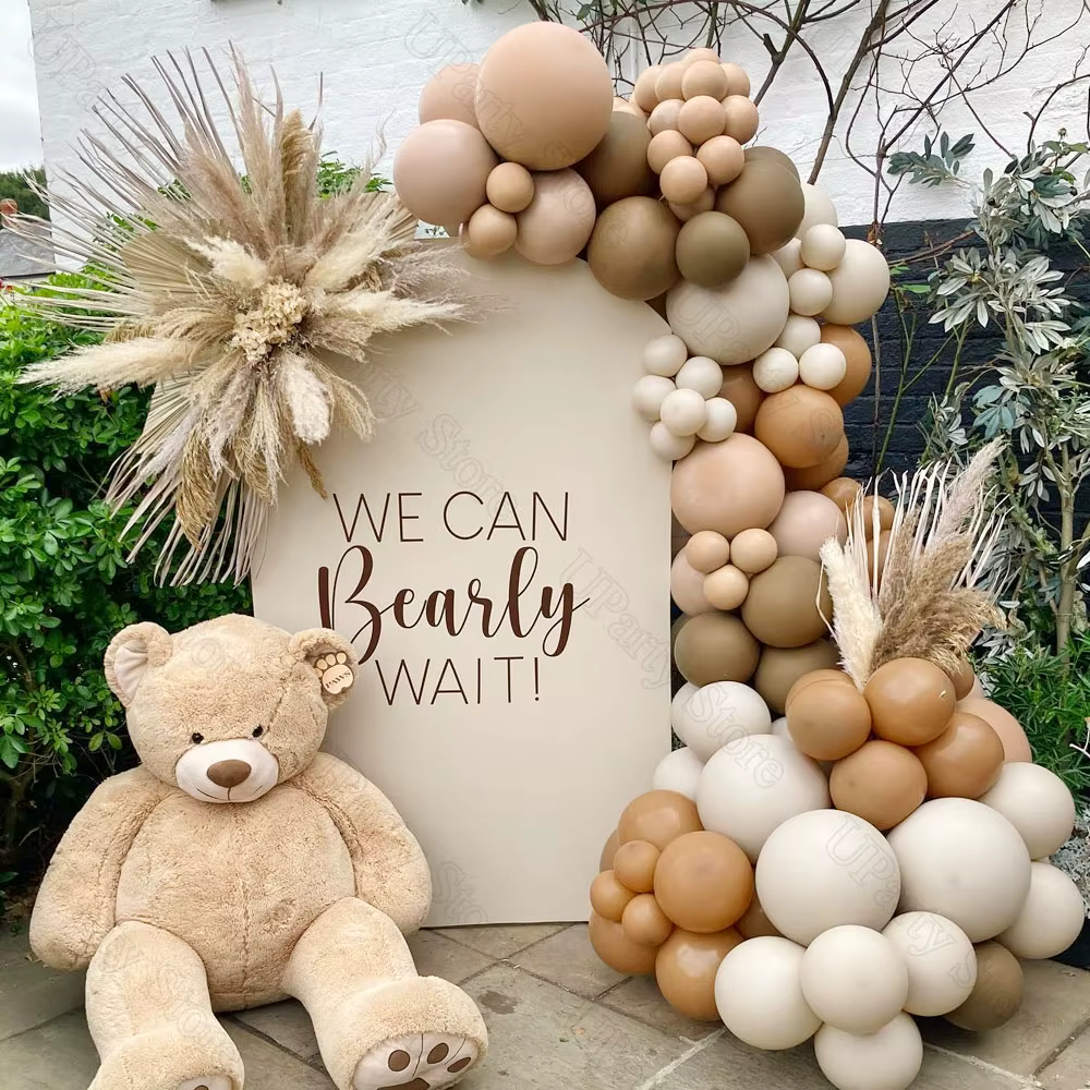 Guirlande de ballons pour fête prénatale, style Boho, sable, abricot, marron, kaki, arc pour anniversaire, nous pouvons attendre, décoration de réception-cadeau pour bébé