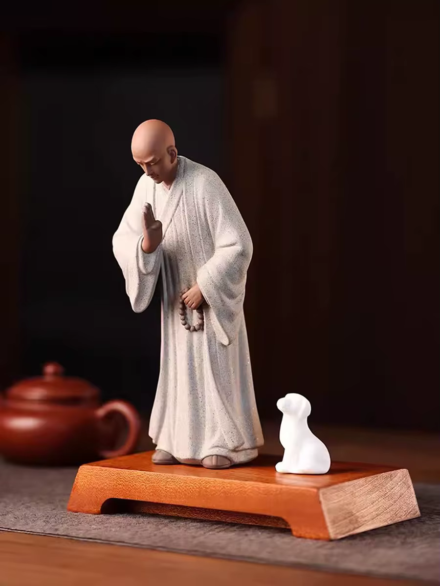 Sculpture de méditation Shami bouddhiste du petit moine Zen