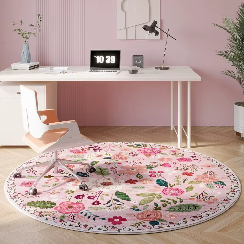 Tapis de salon rond couleur imprimé Floral décoration chambre Tapis en peluche mode moderne Table basse Tapis moelleux ». Tapis