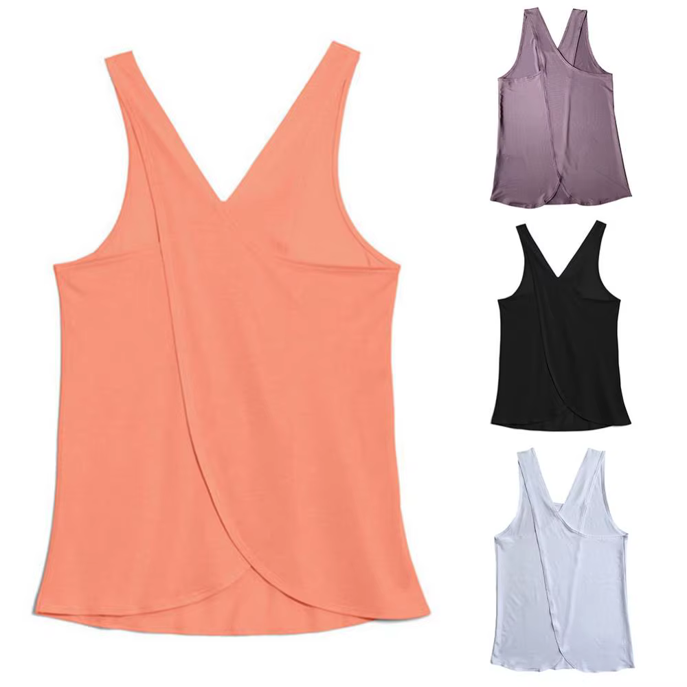Femmes croisé dos sans manches entraînement sport Yoga gilet débardeur vêtements