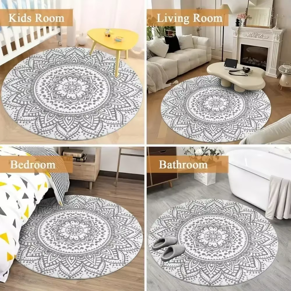 Tapis rond avec motif de fruits comprenant orange