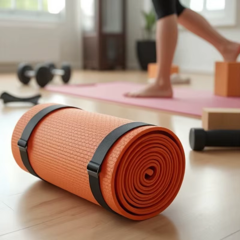 Sangle de tapis de yoga réglable et solide avec attache ; Cordon de rangement d'accessoires d'exercice extensible et antidérapant