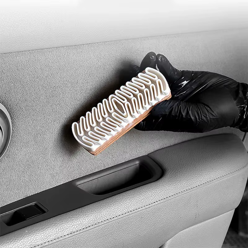 Brosse de nettoyage intérieur de voiture, brosse de soins de beauté, outil de nettoyage de tapisserie de voiture, bois, daim, peau de cerf, tissus en peluche