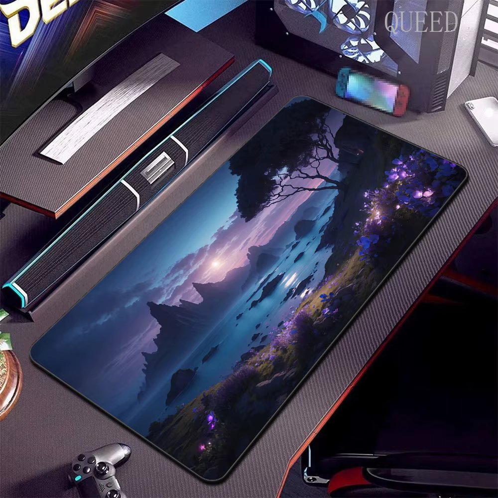 Tapis de souris paysage de montagne, 900x400, grand tapis de souris, tapis de clavier d'ordinateur, bureau PC, grande table, polymères