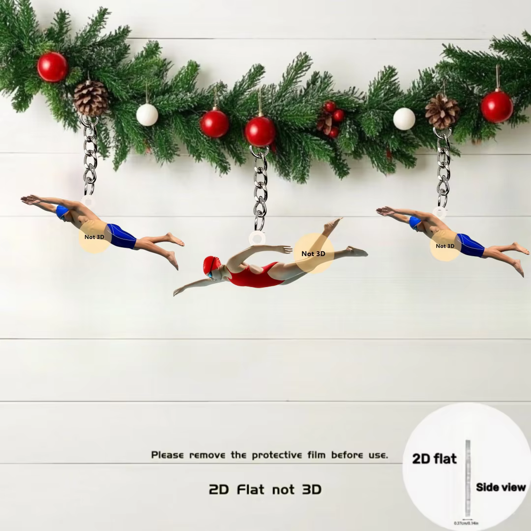 Porte-clés pendentif nageur, passionné de Sport de natation, ornement plat en acrylique 2D, breloques, décoration suspendue pour sac, cadeau de fête