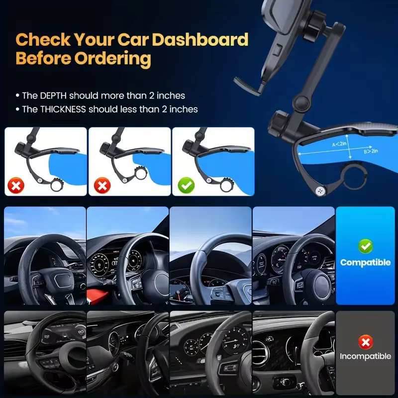 Support de voiture réglable multi-angle pour téléphone, Clip de tableau de bord Cool, Rotation universelle, support de Navigation Mobile, accessoires de voiture