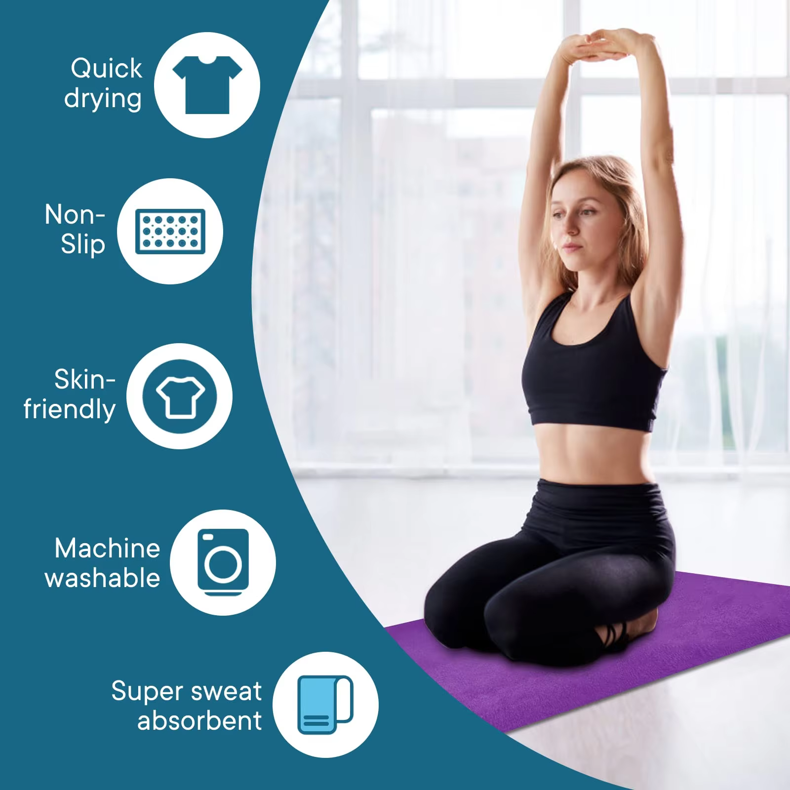 Serviette de yoga antidérapante