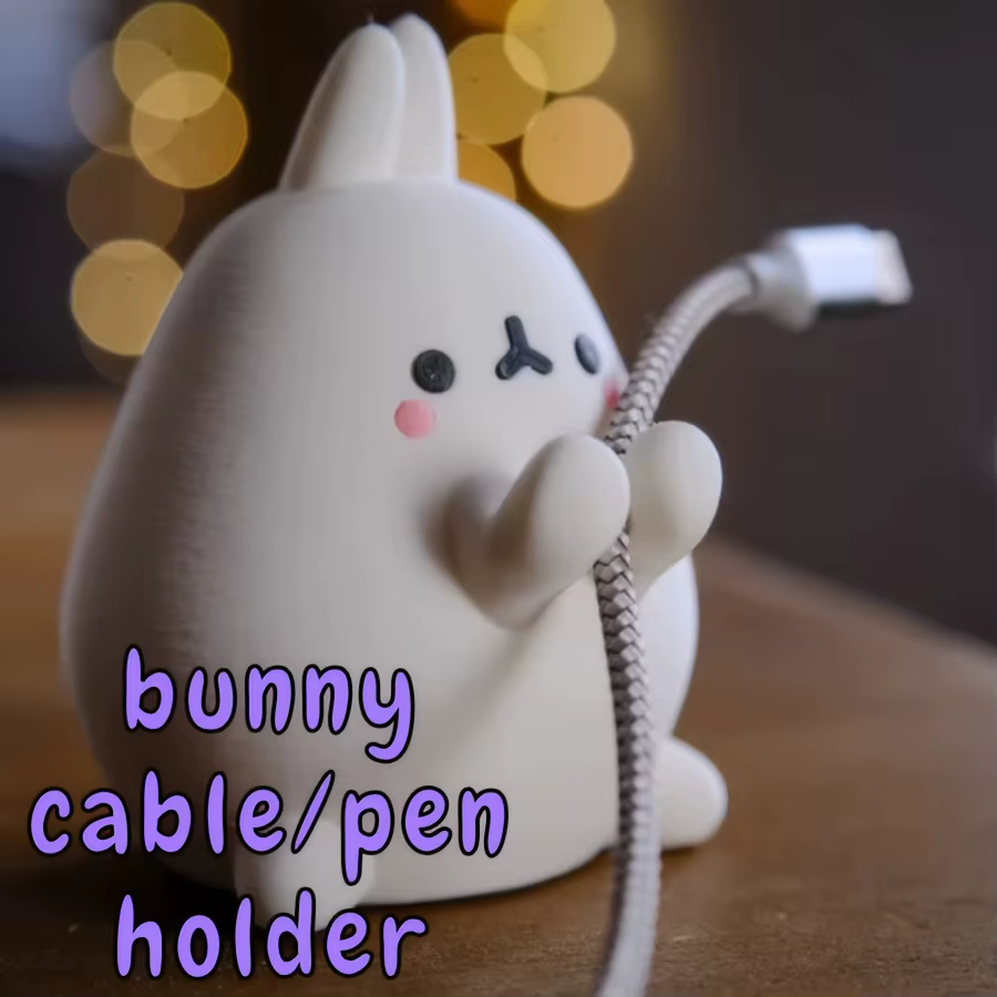 Accessoire fantaisie en forme de lapin, porte-stylo multifonctionnel et organisateur de câbles, décoration mignonne pour le bureau