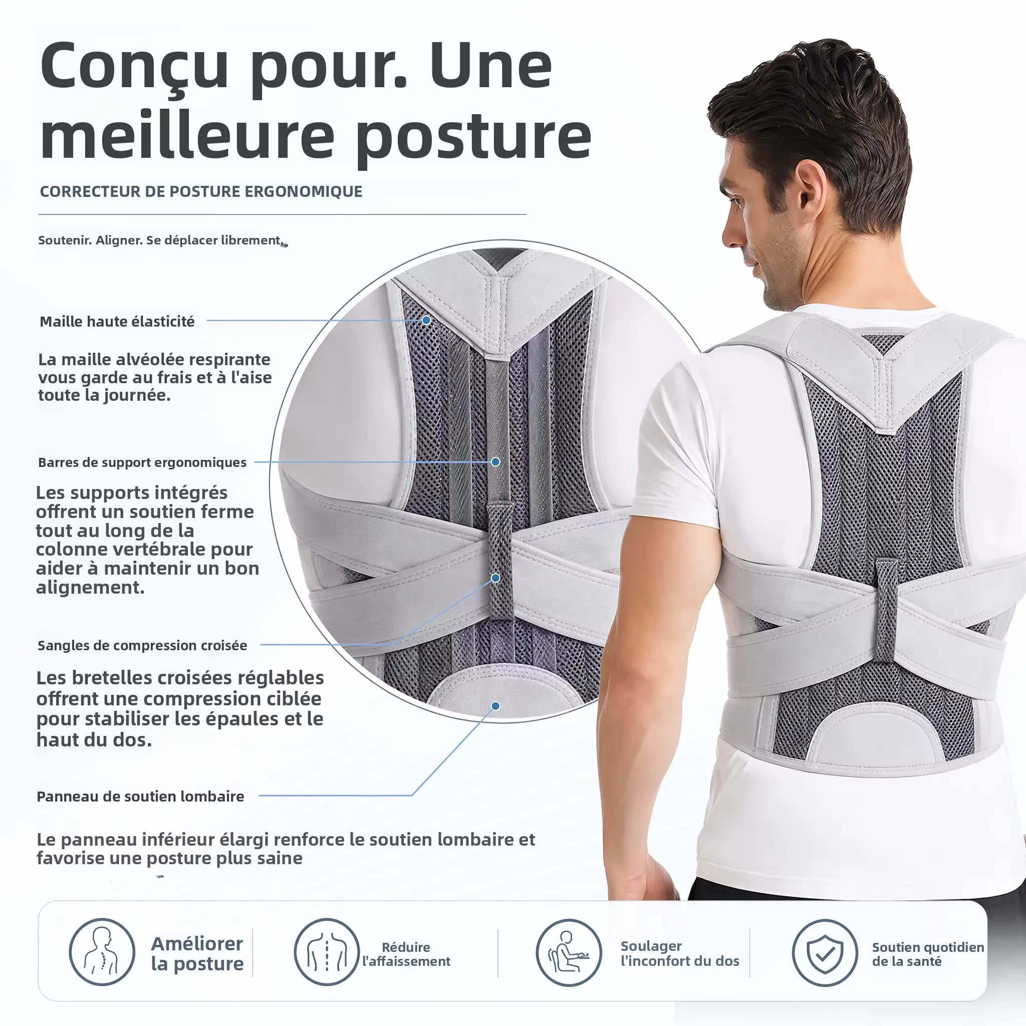 Nouvelle conception de ceinture dorsale pour corriger la posture